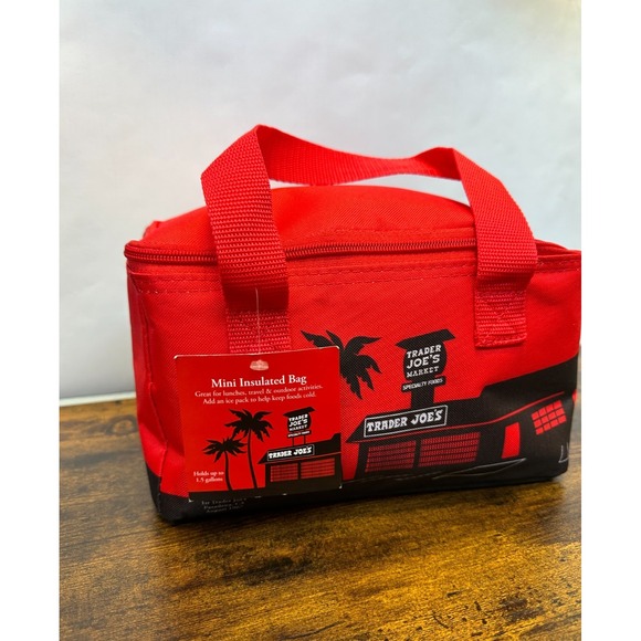 Trader Joe'S Other - NEW! Trader Joe's Brand New Mini Insulated Tote Bag Red Black Lunchbox Lunch Bag